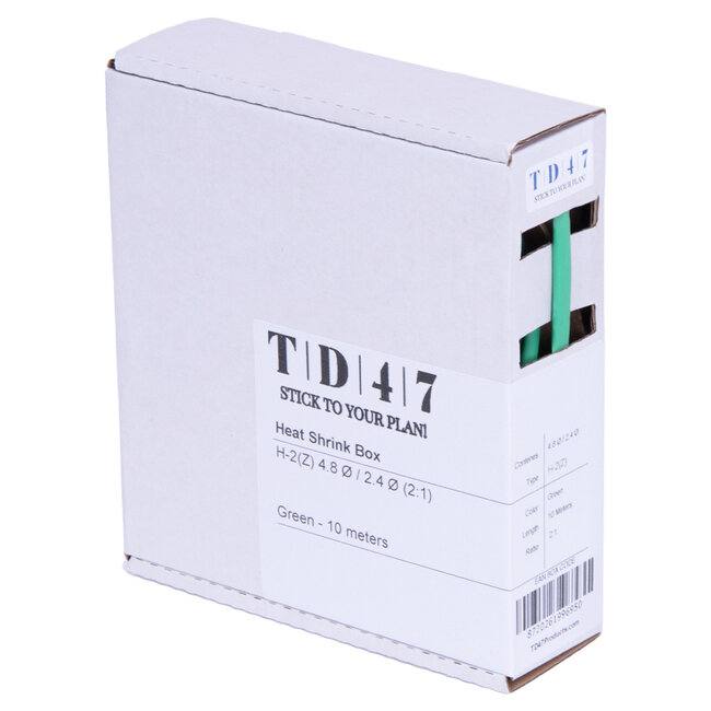 TD47 Boîte de Gaines Thermorétractables H-2(Z) 4.8Ø / 2.4Ø 10m - Vert