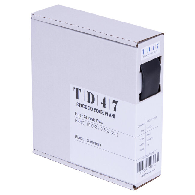 TD47 Boîte de Gaines Thermorétractables H-2(Z) 19.0Ø / 9.5Ø 5m - Noir