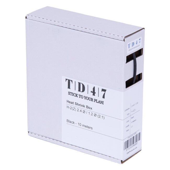TD47 Boîte de Gaines Thermorétractables H-2(Z) 2.4Ø / 1.2Ø 10m - Noir