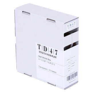 TD47 Products® TD47 Boîte de Gaines Thermorétractables H-1 3.2Ø / 1.6Ø 10m - Transparent