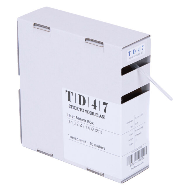 TD47 Shrink tubing box H-1 3.2Ø / 1.6Ø 10m - Transparent