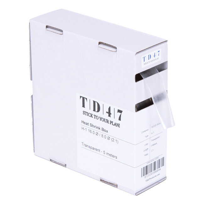 TD47 Schrumpfschlauchbox H-1 16,0Ø / 8,0Ø 5m - Transparent