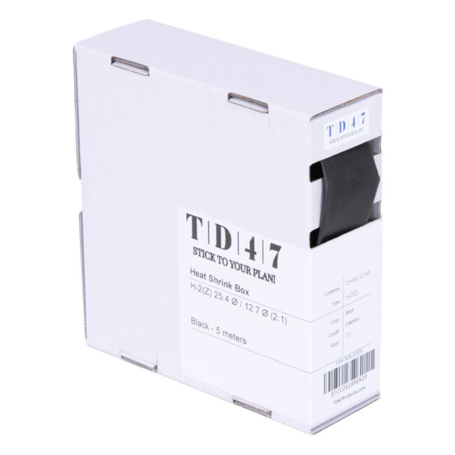 TD47 Boîte de Gaines Thermorétractables H-2(Z) 25.4Ø / 12.7Ø 5m - Noir
