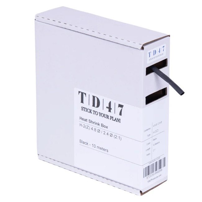 TD47 Boîte de Gaines Thermorétractables H-5(3x)-F 9.0Ø / 3.0Ø 3m - Noir