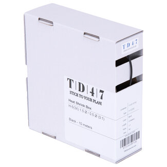 TD47 Products® TD47 Boîte de Gaines Thermorétractables H-2(3X) 1.5Ø / 0.5Ø 10m - Noir