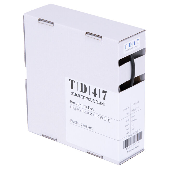 TD47 Krimpkous Box H-5(3x)-F 3.0Ø / 1.0Ø 5m - Zwart