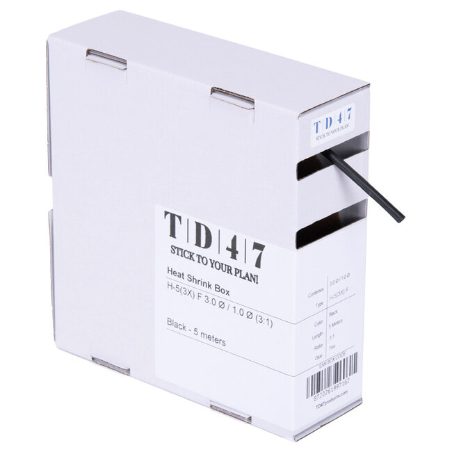 TD47 Boîte de Gaines Thermorétractables H-5(3x)-F 3.0Ø / 1.0Ø 5m - Noir