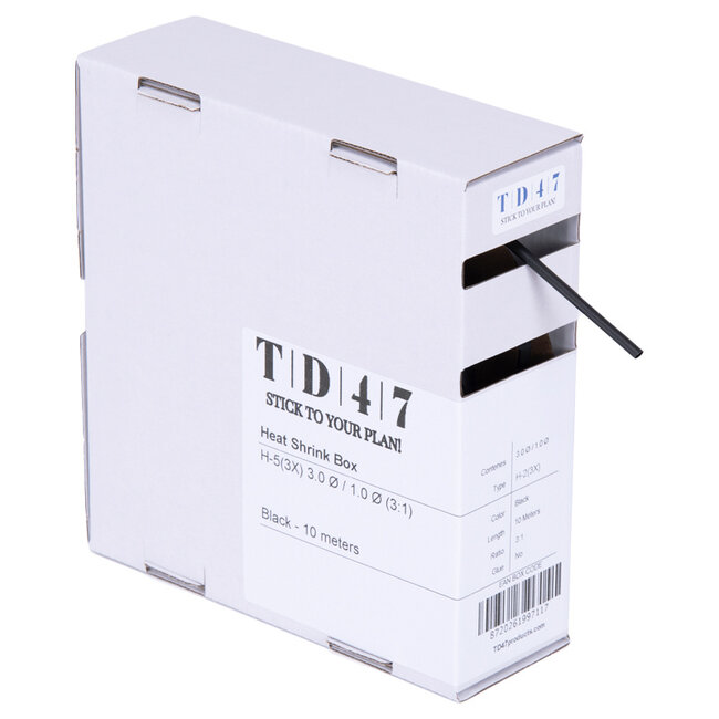 TD47 Schrumpfschlauchbox H-2(3X) 3.0Ø / 1.0Ø 10m - Schwarz