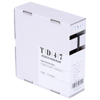 TD47 Products® TD47 Boîte de Gaines Thermorétractables H-2(3X) 3.0Ø / 1.0Ø 10m - Noir