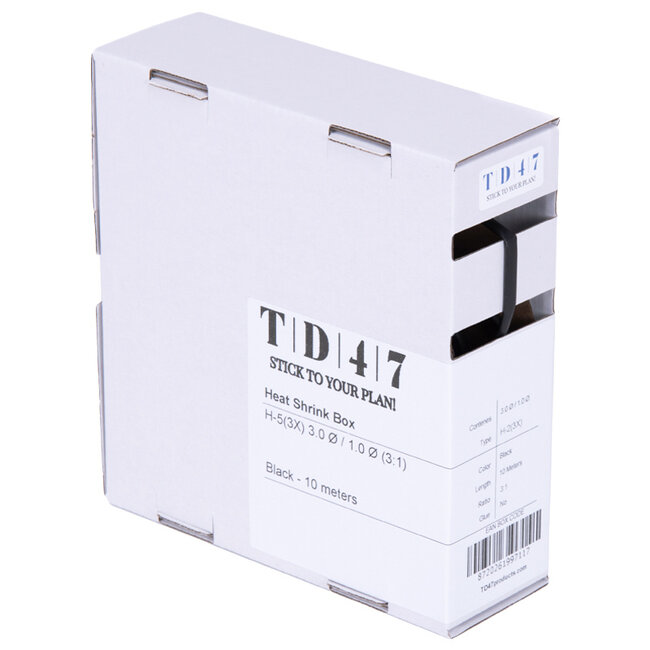 TD47 Shrink Sleeve Box H-2(3X) 3.0Ø / 1.0Ø 10m - Black