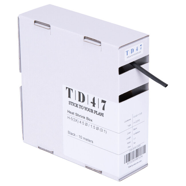 TD47 Schrumpfschlauchbox H-2(3X) 4.5Ø / 1.5Ø 10m - Schwarz