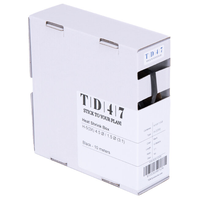 TD47 Boîte de Gaines Thermorétractables H-2(3X) 4.5Ø / 1.5Ø 10m - Noir