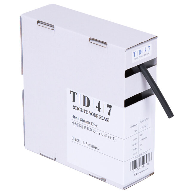 TD47 Boîte de Gaines Thermorétractables H-5(3x)-F 6.0Ø / 2.0Ø 3,5m - Noir