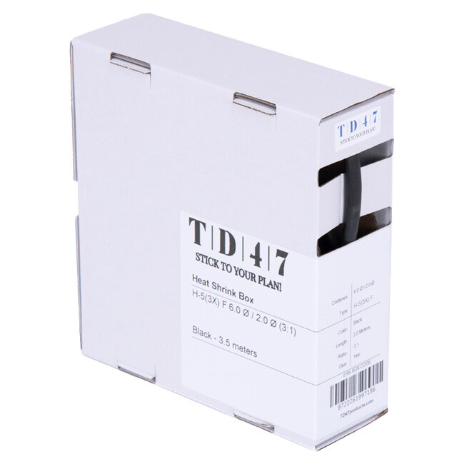 TD47 Boîte de Gaines Thermorétractables H-5(3x)-F 6.0Ø / 2.0Ø 3,5m - Noir