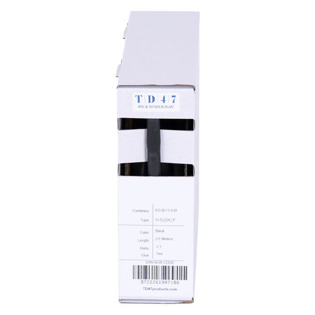 TD47 Boîte de Gaines Thermorétractables H-5(3x)-F 6.0Ø / 2.0Ø 3,5m - Noir