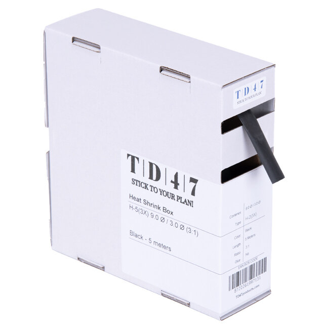 TD47 Boîte de Gaines Thermorétractables H-2(3X) 9.0Ø / 3.0Ø 5m - Noir