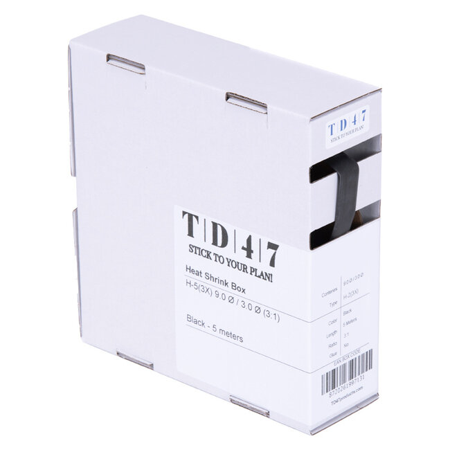 TD47 Boîte de Gaines Thermorétractables H-2(3X) 9.0Ø / 3.0Ø 5m - Noir