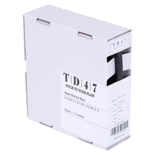 TD47 Boîte de Gaines Thermorétractables H-5(3x)-F 4.8Ø / 1.5Ø 4m - Noir