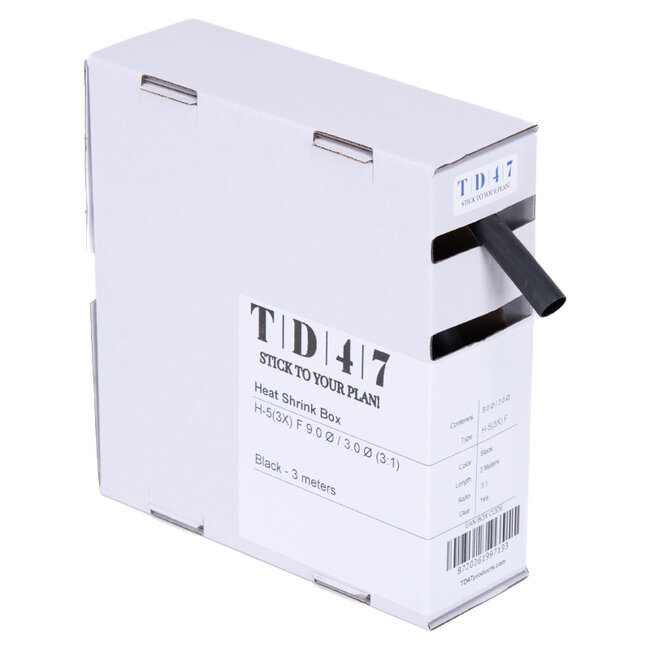 TD47 Boîte de Gaines Thermorétractables H-5(3x)-F 4.8Ø / 1.5Ø 4m - Noir