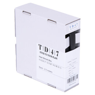 TD47 Products® TD47 Boîte de Gaines Thermorétractables H-5(3x)-F 12.0Ø / 4.0Ø 2,5m - Noir