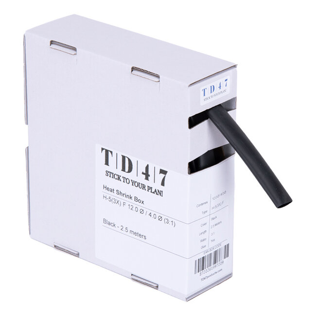 TD47 Krimpkous Box H-5(3x)-F 12.0Ø / 4.0Ø 2,5m - Zwart