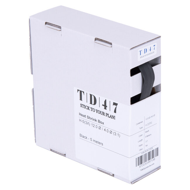 TD47 Boîte de Gaines Thermorétractables H-2(3X) 12.0Ø / 4.0Ø 5m - Noir