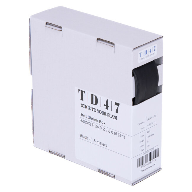 TD47 Boîte de Gaines Thermorétractables H-5(3x)-F 24.0Ø / 8.0Ø 1,5m - Noir