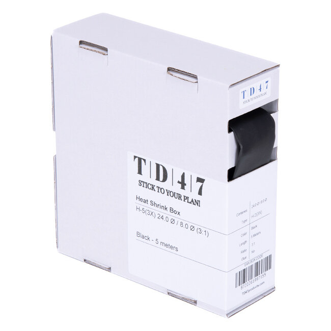 TD47 Boîte de Gaines Thermorétractables H-2(3X) 24.0Ø / 8.0Ø 5m - Noir