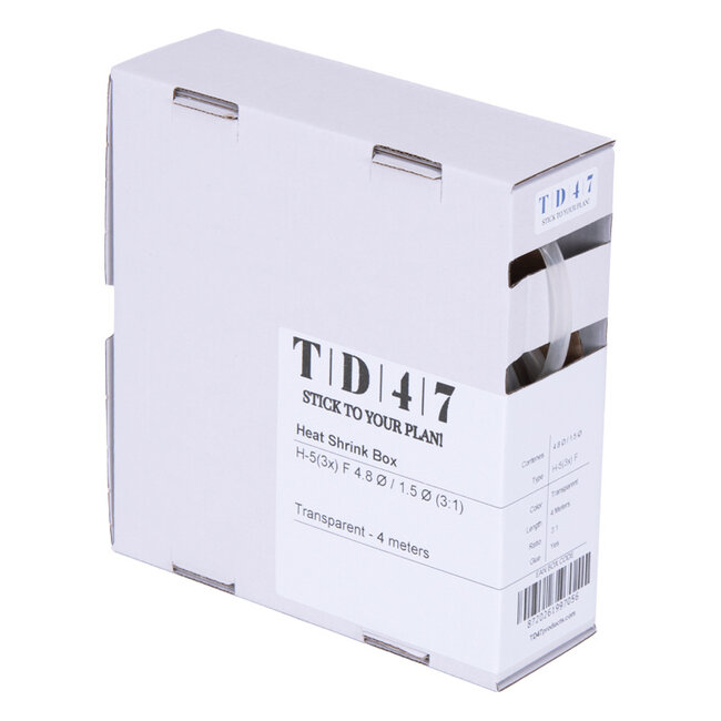 TD47 Boîte de Gaines Thermorétractables H-5(3x)-F 4.8Ø / 1.5Ø 4m - Transparent