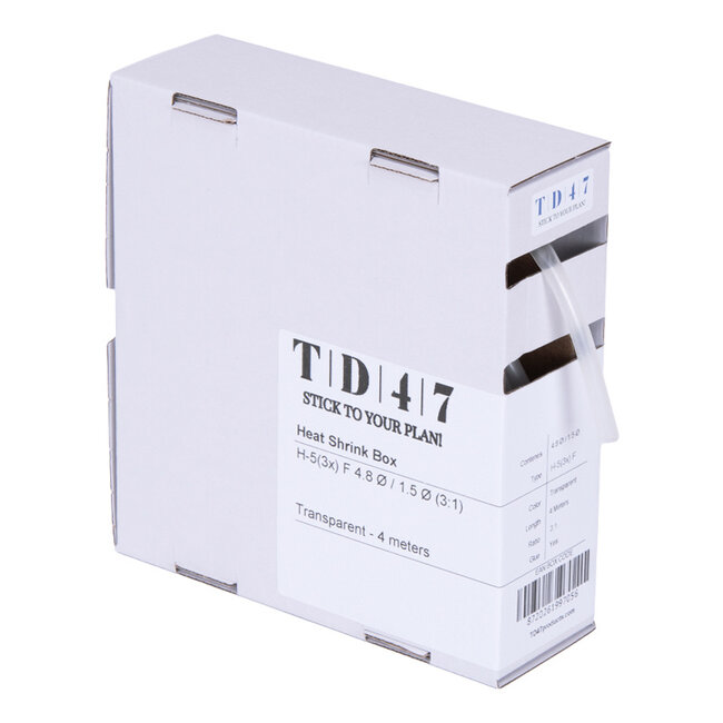 TD47 Boîte de Gaines Thermorétractables H-5(3x)-F 4.8Ø / 1.5Ø 4m - Transparent