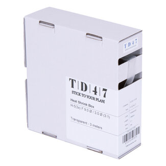TD47 Products® TD47 Boîte de Gaines Thermorétractables H-5(3x)-F 9.0Ø / 3.0Ø 3m - Transparent