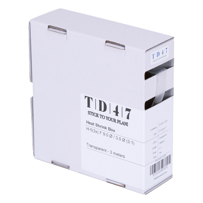 TD47 Boîte de Gaines Thermorétractables H-5(3x)-F 9.0Ø / 3.0Ø 3m - Transparent