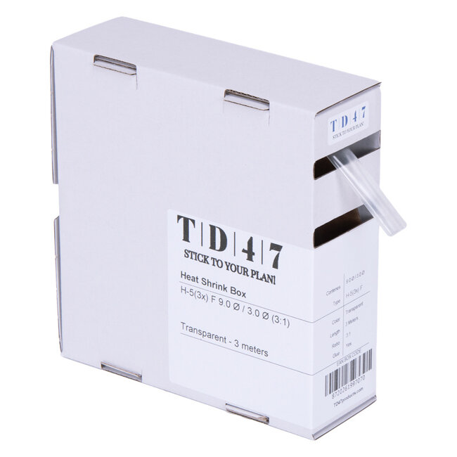 TD47 Shrink Sleeve Box H-5(3x)-F 9.0Ø / 3.0Ø 3m - Transparent