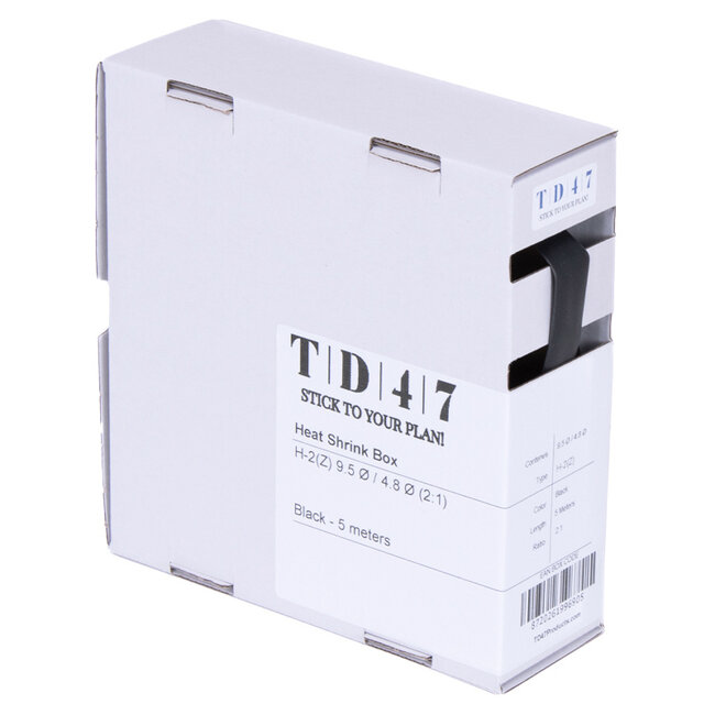 TD47 Boîte de Gaines Thermorétractables H-2(Z) 9.5Ø / 4.8Ø 5m - Noir