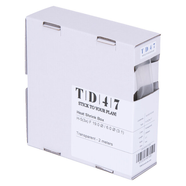 TD47 Boîte de Gaines Thermorétractables H-5(3x)-F 19.0Ø / 6.0Ø 2m - Transparent