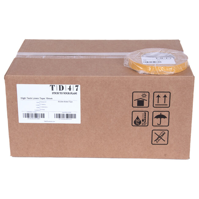 TD47 Double-sided High Tack linen tape 19mm x 25m (Box of 60 Pieces)