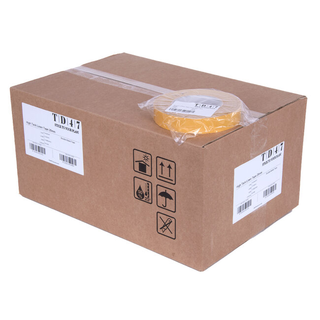 TD47 Double-sided High Tack linen tape 25mm x 25m (Box 48 pcs)