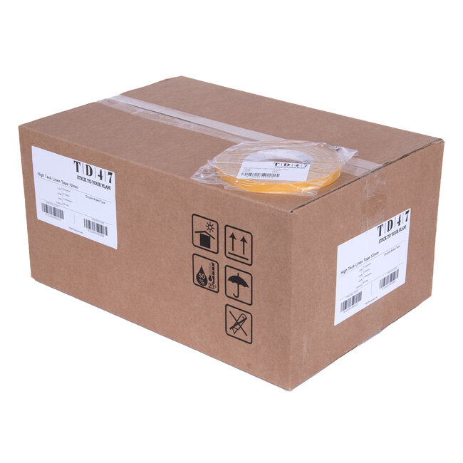 TD47 Dubbelzijdige High Tack linnen tape 12mm x 25m (Doos 96 stuks)