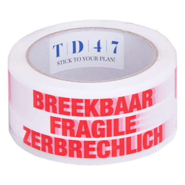 TD47 Verpackung Band Zerbrechliche / Fragile / zerbrechlich 50mm x 66m Weiß (Box 36 Rollen)