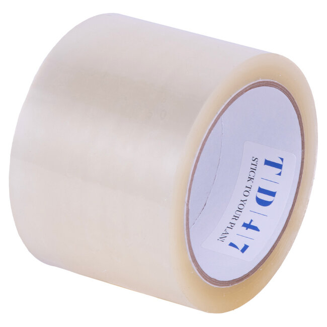 TD47 Ruban d'emballage PP faible bruit 75mm x 66m Transparent (Carton 24 Rouleaux)