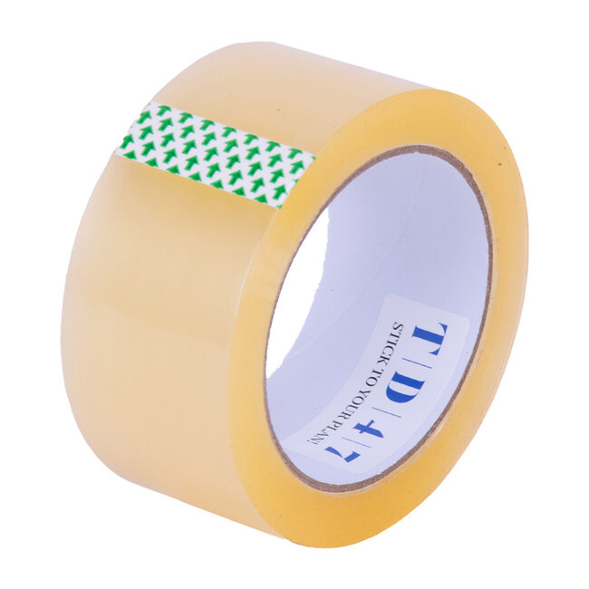 TD47 Verpakkingstape PP low noise Premium 48mm x 66m Transparant (Doos 36 Rollen)