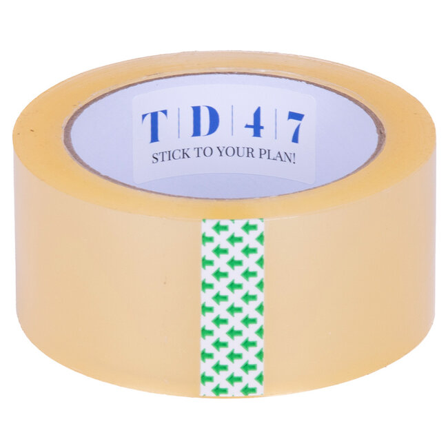 TD47 Packaging tape PP low noise Premium 48mm x 66m Transparent (Box 36 Rolls)