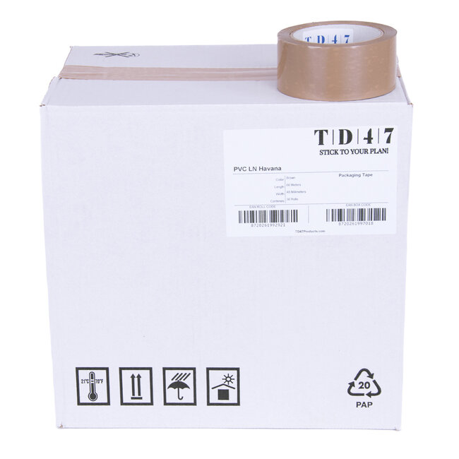 TD47 Verpackungsband PVC 48mm x 66m Brown (Box 36 Rolle)