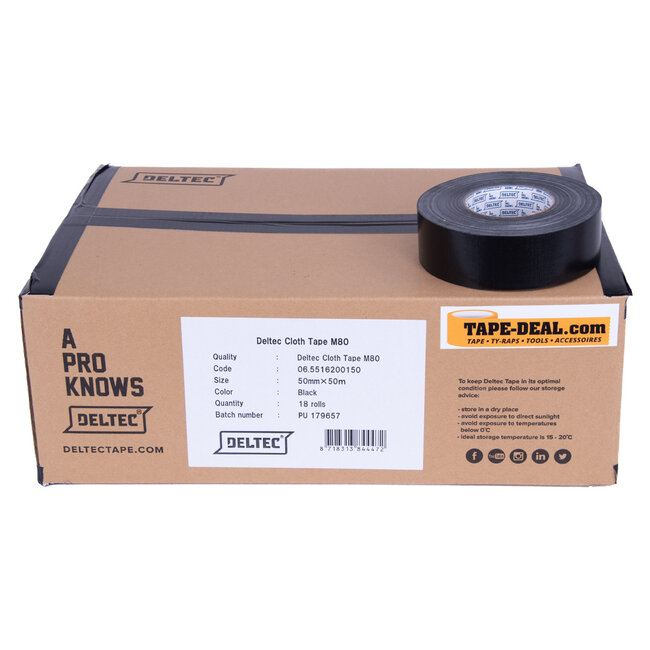 Deltec Duct Tape M80 50mm x 50m Schwarz (Box 18 Rollen)