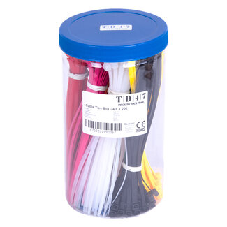 TD47 Products® TD47 attaches de câbles avantage Box 450 pièces 4.8 x 200mm