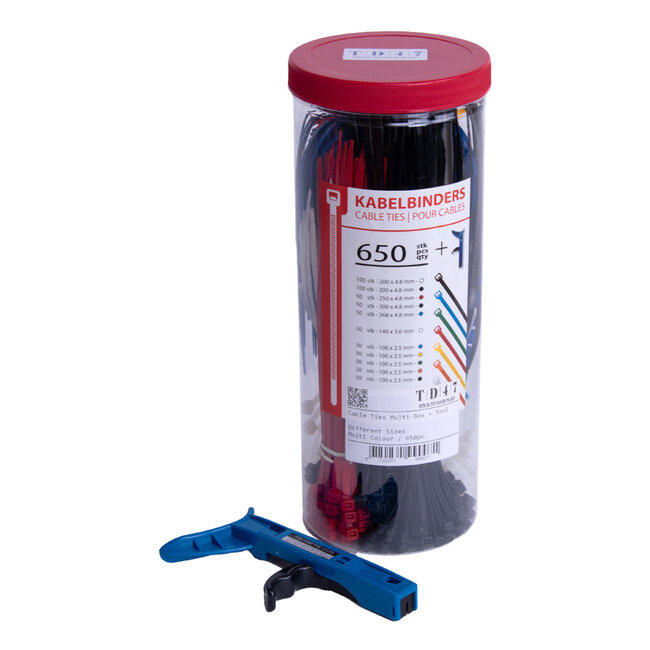 TD47 Kabelbinders in voordeelbox 650 stuks + aanspantool