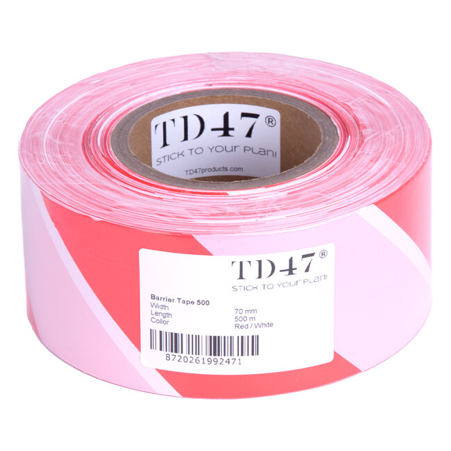 TD47 Barrier tape Red/White 70mm x 500m