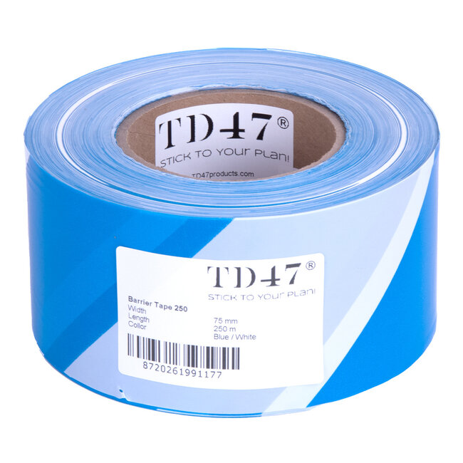 TD47 Barrier tape Blue/White 75mm x 250m