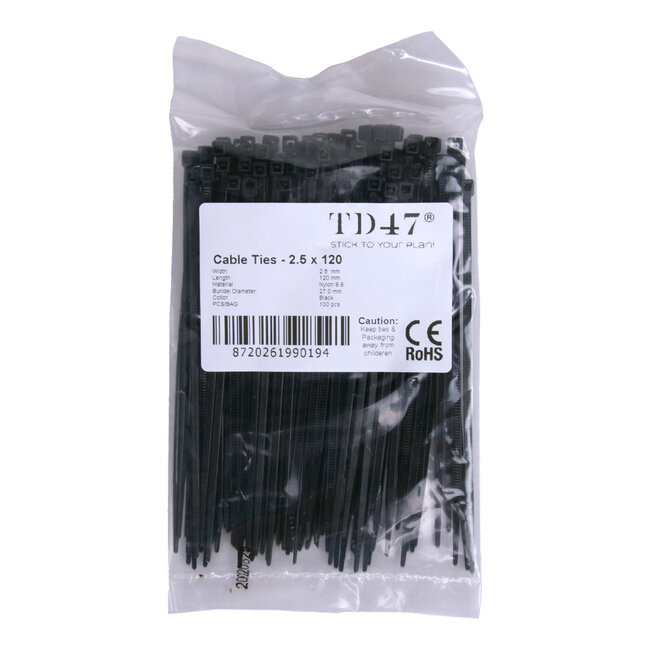 TD47 attaches de câbles 2.5 x 120mm Noir