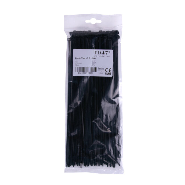 TD47 Cable ties 3.6 x 250 mm Black